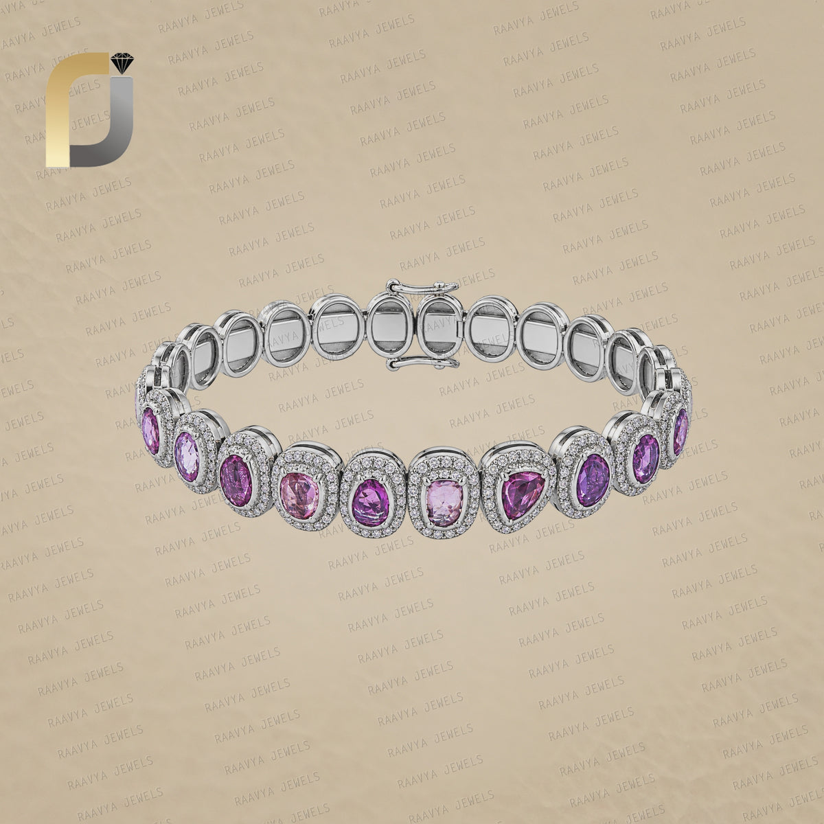 Sapphire Gemstone Diamond 925 Silver Round Openable Bangle Jewelry