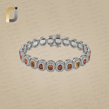 Sapphire Gemstone 925 Silver Round Openable Bangle Jewelry