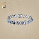 Blue Sapphire Gemstone Diamond 925 Silver Round Bangle