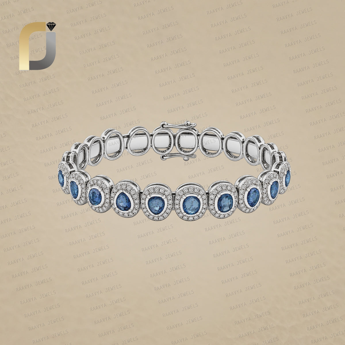 Blue Sapphire Gemstone Diamond 925 Silver Round Bangle