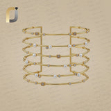 14k Gold Pearl Diamond Cuff Bracelet Fine Jewelry