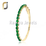 14k Yellow Gold Emerald Openable Bangle Fine Jewelry