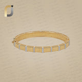 Genuine White Diamond Solid 14k Yellow Gold Designer Bangle