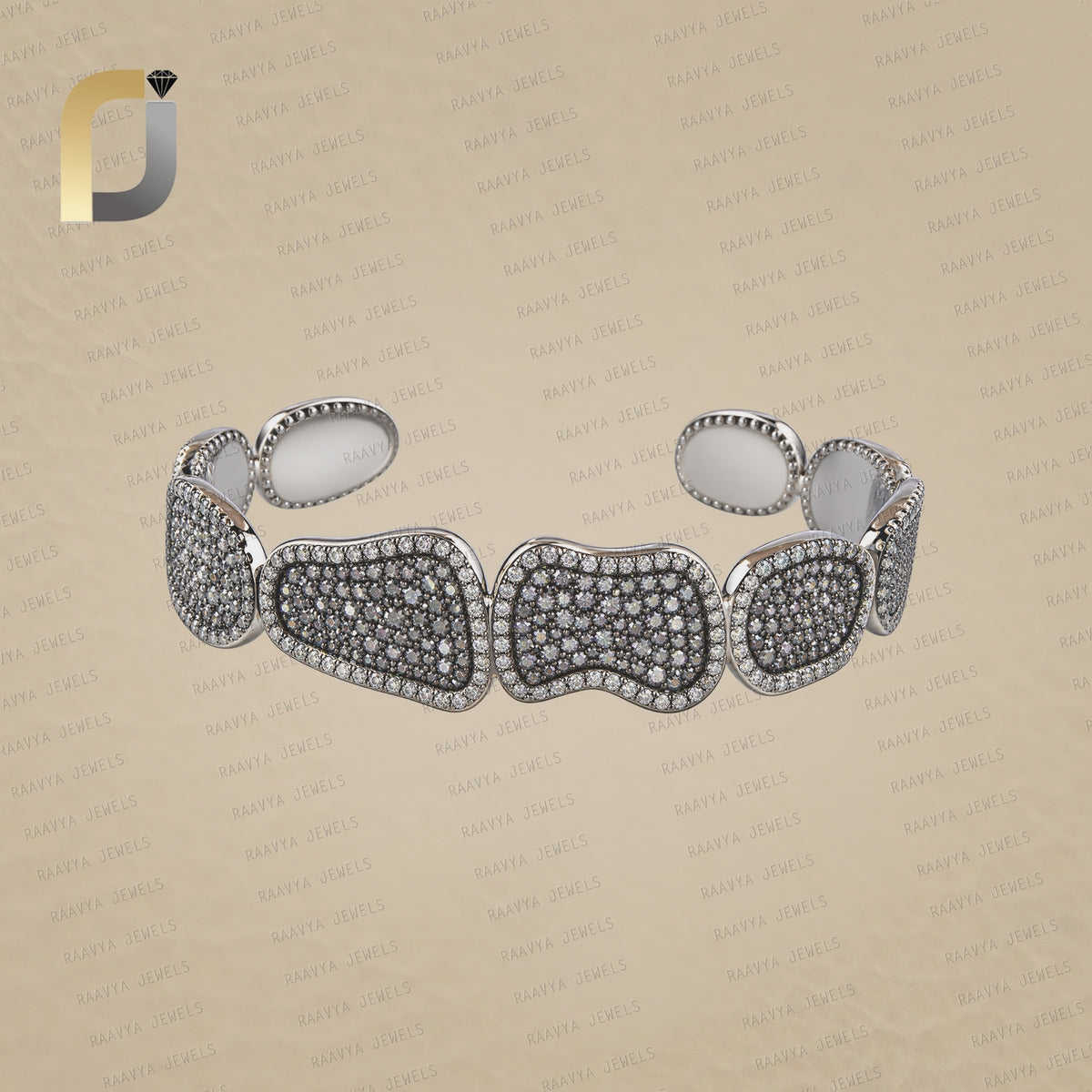 Black, Champagne Diamond 925 Silver Designer Bracelet Jewelry