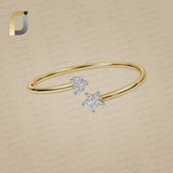 Pie Cut Heart, Star Charm 14k Gold Thin Bracelet Fine Jewelry