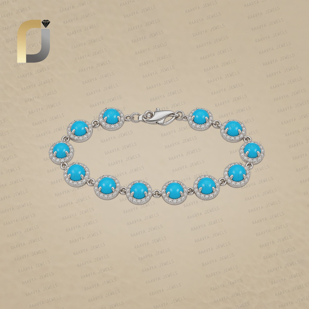 Pave Diamond 925 Sterling Silver Bracelet Turquoise Gemstone Jewelry