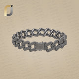 925 Silver Pave Diamond Link Chain Bracelet Jewelry 7.5"
