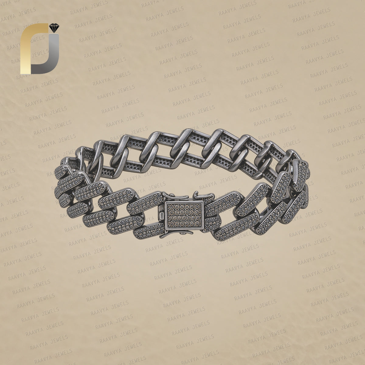 925 Silver Pave Diamond Link Chain Bracelet Jewelry 7.5"