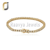 Solid 14k Yellow Gold Tennis Bracelet Natural Diamond Jewelry Gift For Her