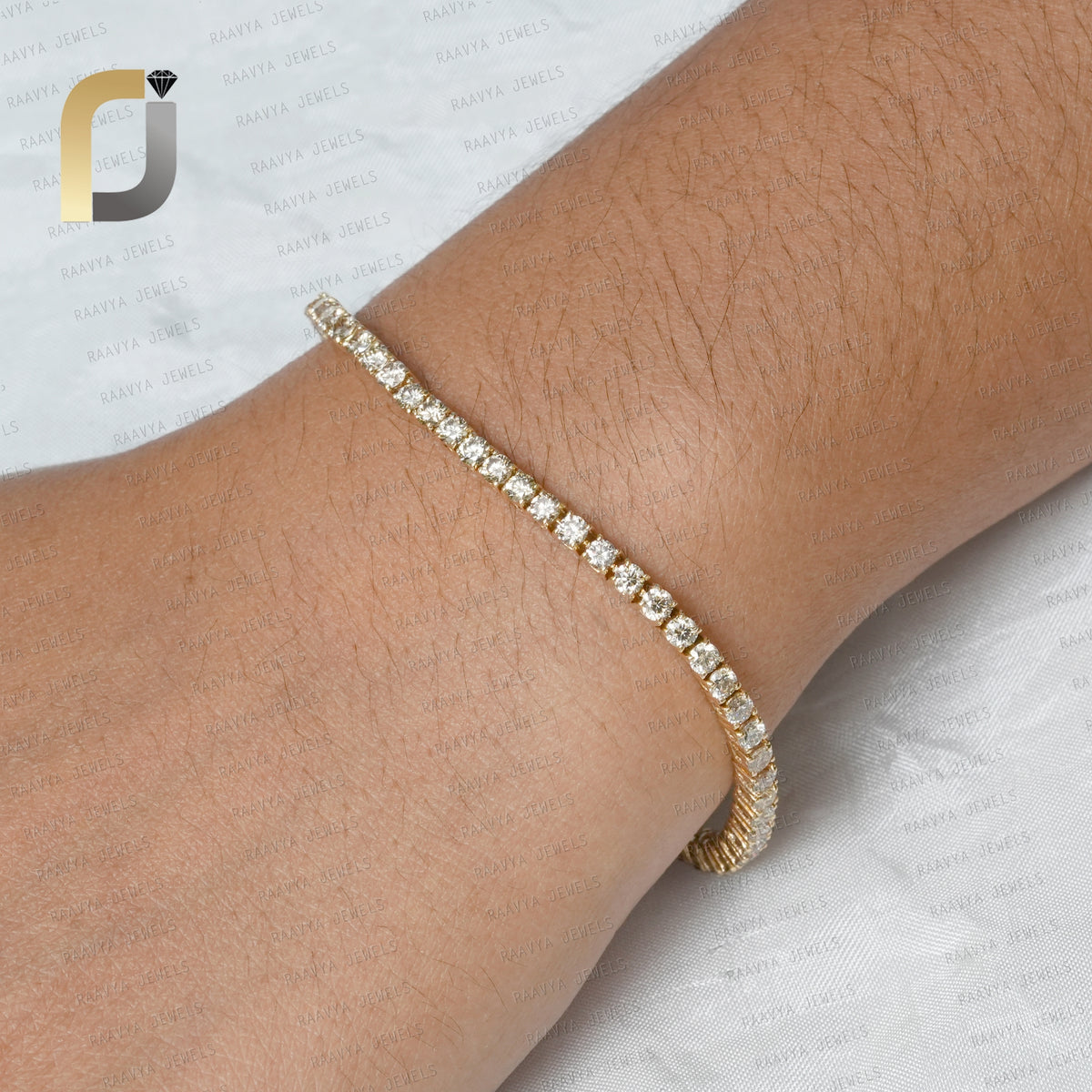 Diamond Tennis Bracelet Solid 14k Yellow Gold Tennis Women's Jewelry