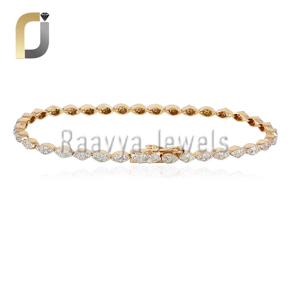 14k Gold Diamond Tennis Stack Thin Bracelet Jewelry 7"