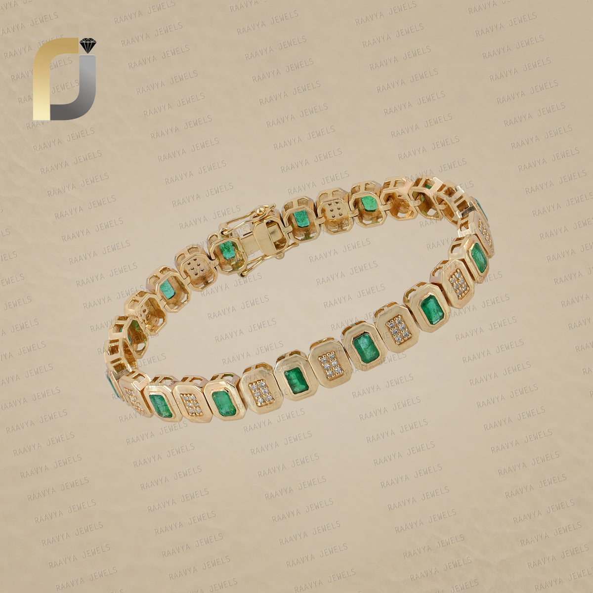 Emerald Gemstone Diamond Sterling 925 Silver Link Bracelet Fine Jewelry