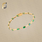 Natural Emerald Gemstone Bangle Bracelet Solid 14k Yellow Gold Bracelet