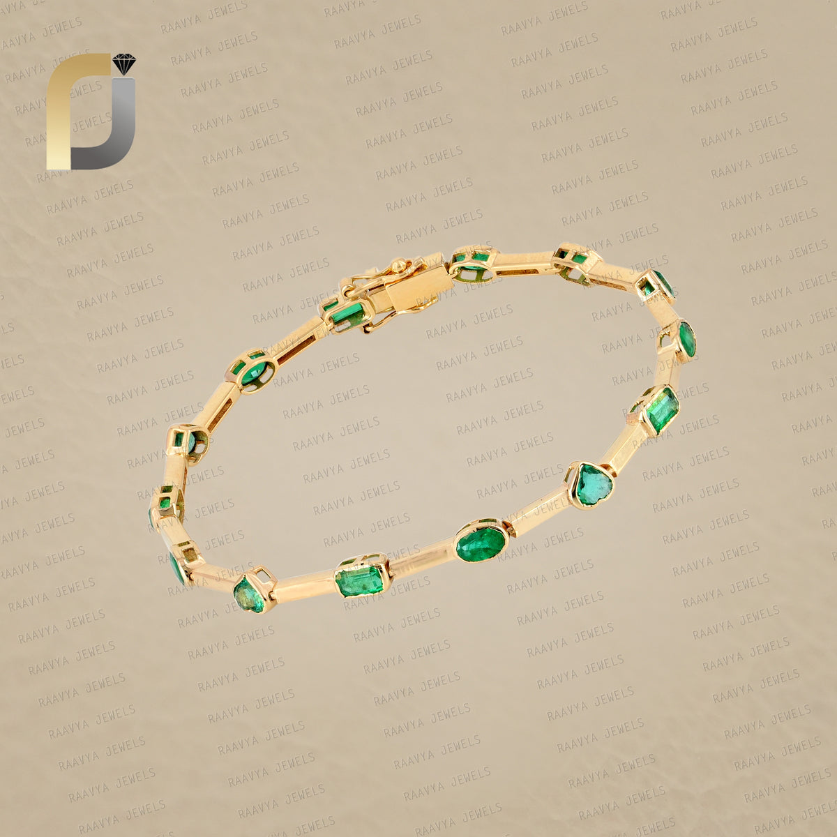 Natural Emerald Gemstone Bangle Bracelet Solid 14k Yellow Gold Bracelet
