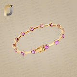 Solid 14k Yellow Gold Bracelet Handmade Natural Sapphire Bangle Bracelet