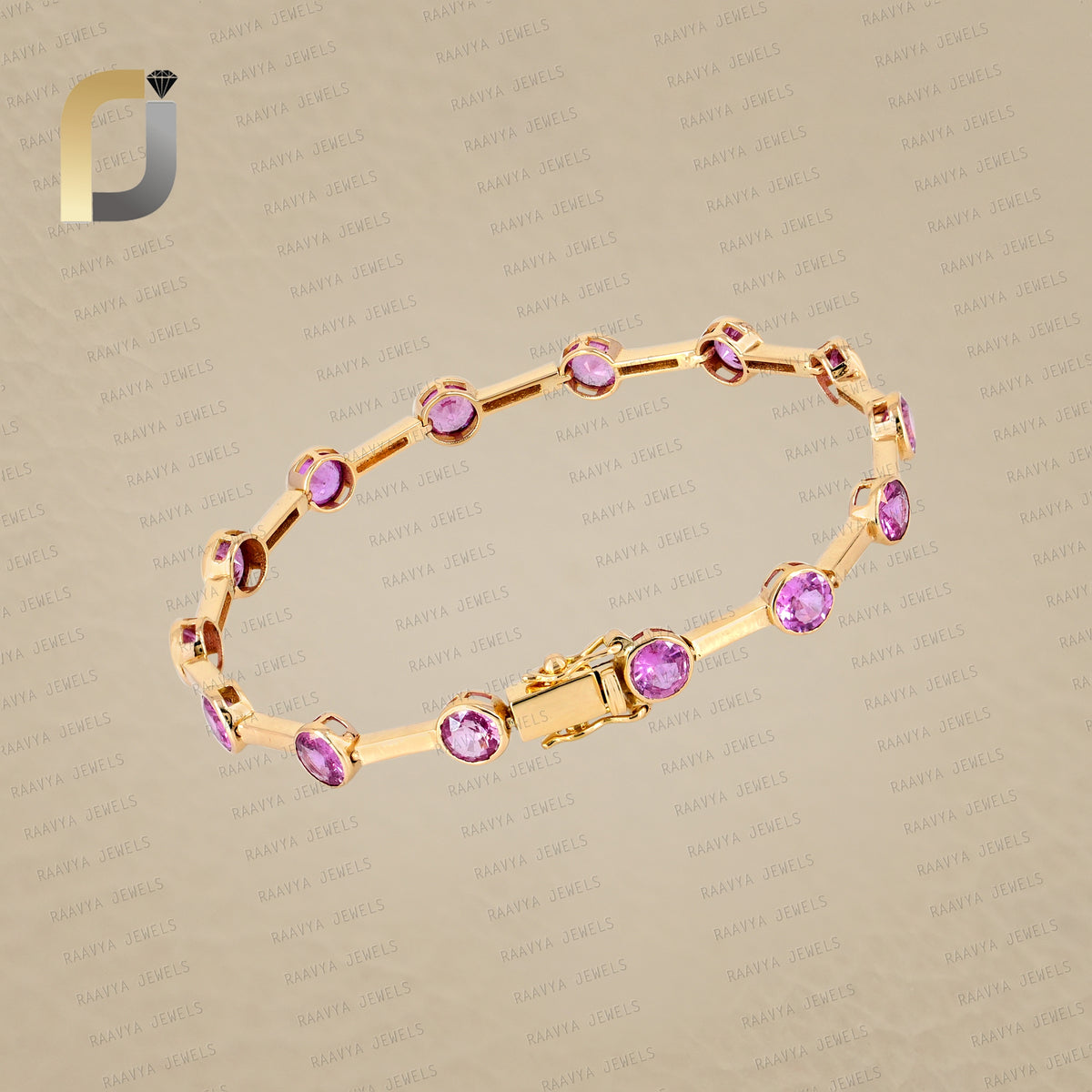Solid 14k Yellow Gold Bracelet Handmade Natural Sapphire Bangle Bracelet