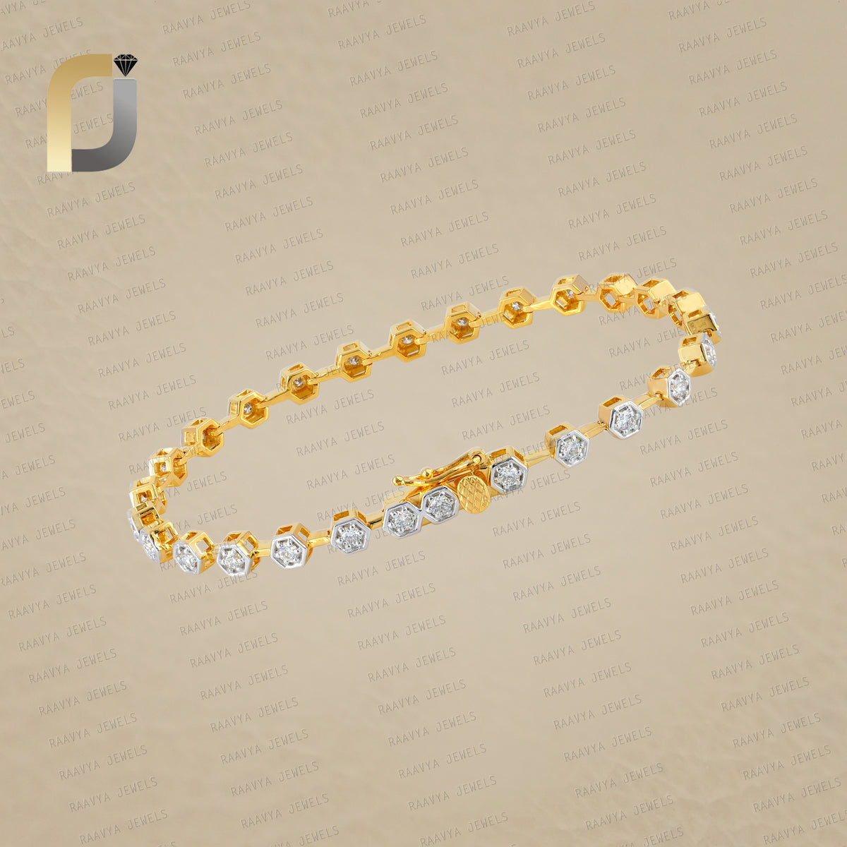 Natural Diamond Bracelet 14k Yellow Gold Handmade Tennis Bracelet Jewelry