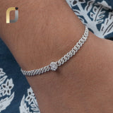 14k White Gold Diamond Link Chain Fine Bracelet Jewelry