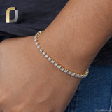 Solid 14k Yellow Gold Tennis Bracelet Natural Diamond Handmade Fine Jewelry