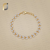 14k Gold Diamond Leaf Style Link Bracelet Handmade Jewelry