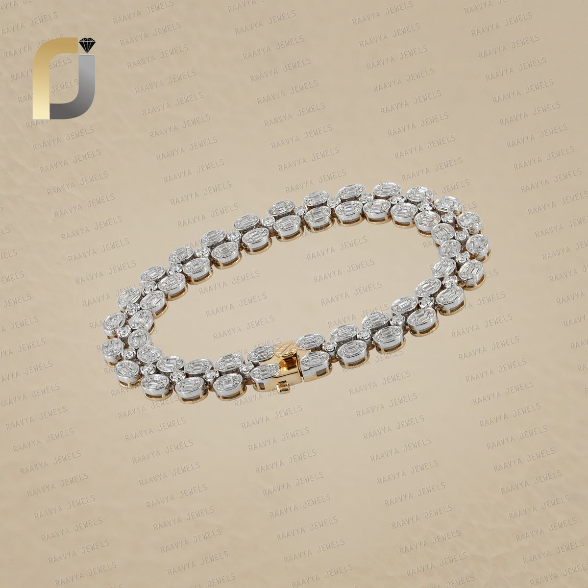14k Yellow Gold Diamond Art Deco Handmade Bracelet Fine Jewelry