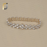 Three Line Diamond 14k Gold Link Bracelet Fine Jewelry