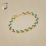 Natural Diamond Solid 14k Yellow Gold Emerald Bracelet
