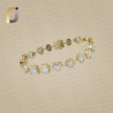 14k Solid Yellow Gold Designer Double Cut Diamond Bracelet Jewelry