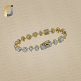 14K Solid Yellow Gold Designer Double Cut White Diamond Bracelet Jewelry