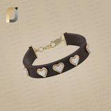 14k Gold Pave Diamond Heart Charm Men's Bracelet Jewelry