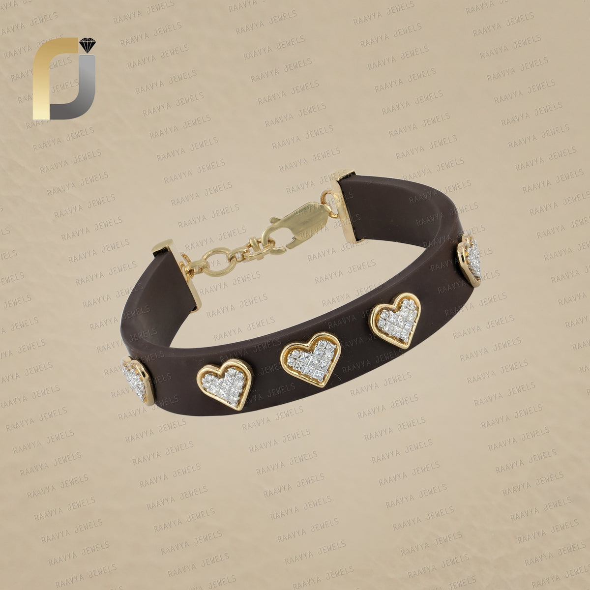 14k Gold Pave Diamond Heart Charm Men's Bracelet Jewelry