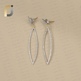 Natural Pave Diamond 925 Sterling Silver Drop/Dangle 14k Gold Earring