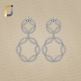 Natural Pave Diamond 925 Sterling Silver Drop/Dangle 14k Gold Earring