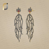 Natural Pave Diamond 925 Sterling Silver Ruby 14k Gold Earring