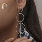 Solid 14k Yellow Gold Earrings Genuine Diamond Circle Earrings