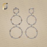 Natural Baguette Diamond 925 Silver Drop/Dangle 14k Gold Earring
