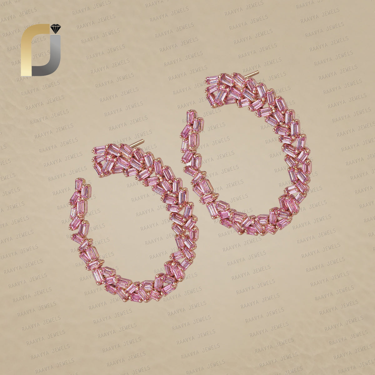 Natural Pink Sapphire Gemstone 14k Rose Gold Earrings