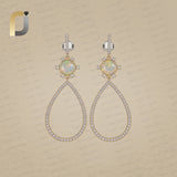 Rainbow Moonstone Diamond 14k Gold 925 Silver Drop Dangle Earrings Jewelry