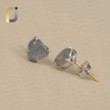 Natural Labradorite Gemstone 925 Silver Stud 14k Yellow Gold Heart Earring