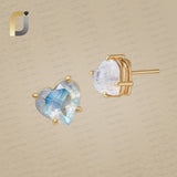 Moonstone Heart 14k Gold Studs 8 MM