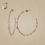Solid 14k Yellow Gold Hoop Earrings Natural Diamond Jewelry