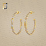 Natural Diamond Solid 14k Yellow Gold Hoop Earrings Gift For Her Fine Jewelry