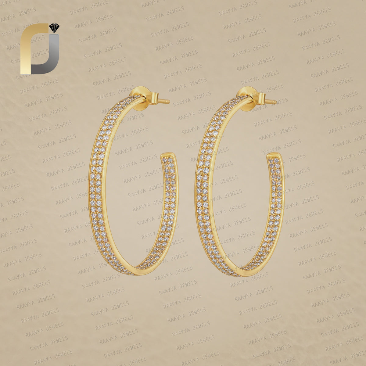 Natural Diamond Solid 14k Yellow Gold Hoop Earrings Gift For Her Fine Jewelry