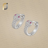Natural Diamond 925 Silver Ruby 14k Gold Huggie Earring