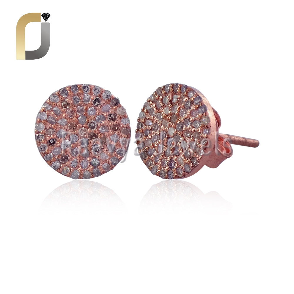 Pave Diamond Gold Studs Earrings