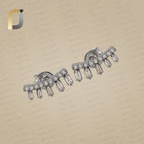 14K Gold  & 925 Silver Baguette Diamond & Brown Diamond Studs Earring