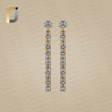 Silver Baguette Diamon Long Bar Earrings