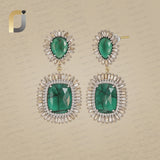 925 Silver Earrings Natural Baguette Diamond Drop Earrings