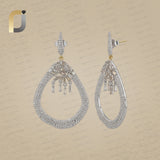 925 Silver Pave Diamond Drop Dangle Earrings Fine Jewelry