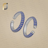 925 Silver Cartilage Cuff Earrings Natural Blue Sapphire Gemstone Ear Cuff Earrings (Single)